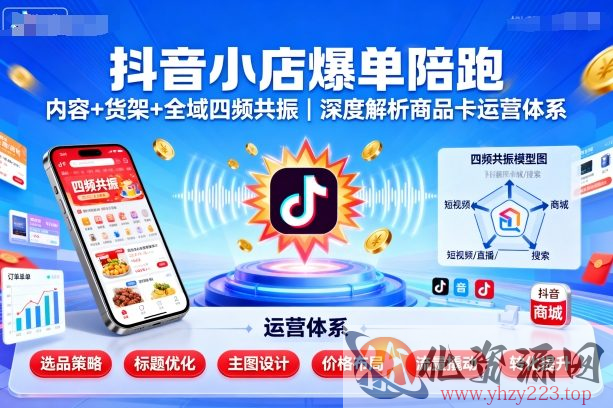 抖音小店爆单陪跑，内容＋货架＋全域四频共振，深度解析抖音商品卡运营体系