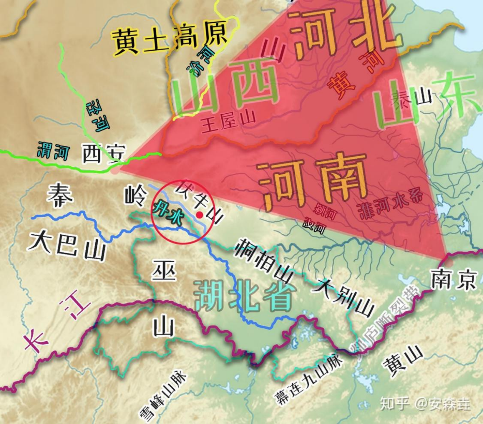 图 11:丹水以及「丹阳」示意图(图内红圈以及红点) 图 11:丹水以及「丹阳」示意图(图内红圈以及红点)