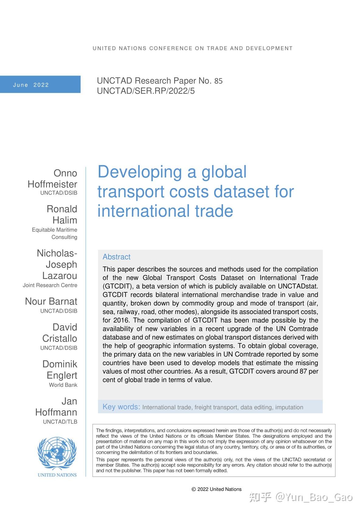 为国际贸易开发全球运输成本数据集:UNCTAD Research Paper No. 85 - 知乎