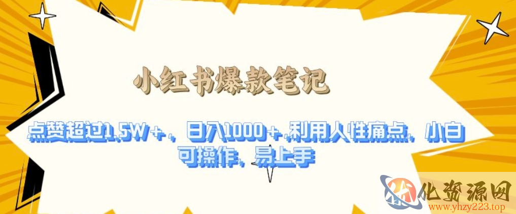 利用人性的痛点，打造爆款笔记，获得点赞超过1.5W+，日入1k【揭秘】