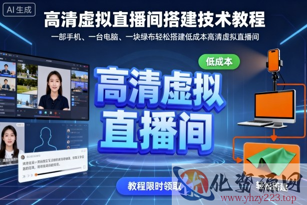 高清虚拟直播间搭建技术教程，一部手机、一台电脑、一块绿布轻松搭建低成本高清虚拟直播间