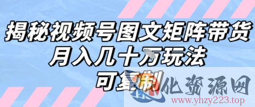 解密视频号图文矩阵带货，月入几个W的打法，可复制