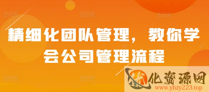 精细化团队管理，教你学会公司管理流程