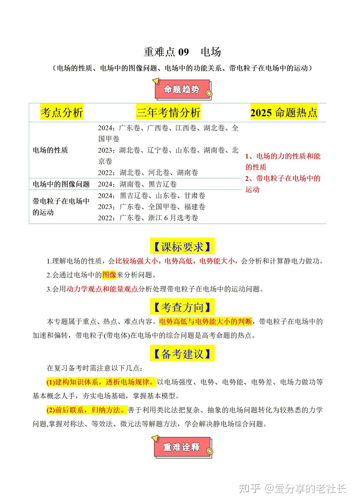 高中物理——2025年高考二轮复习重难点思维导图+高分技巧+限时训练（新