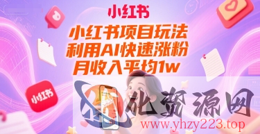 小红书项目玩法，利用AI快速涨粉，月收入平均1w+
