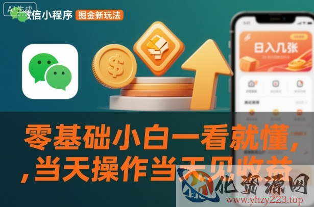 微信小程序掘金新玩法，日入几张，零基础小白一看就懂，当天操作当天见收益【揭秘】