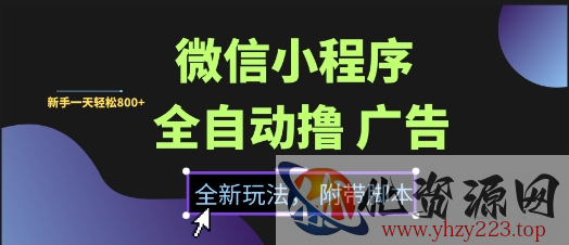 微信小程序全自动撸广告项目，彻底解决没流量的问题，新手一天8张+【揭秘】