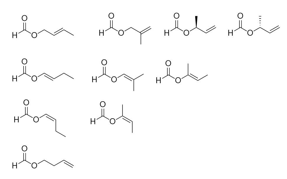 c5h8o2有几种带甲酸某酯的同分异构体