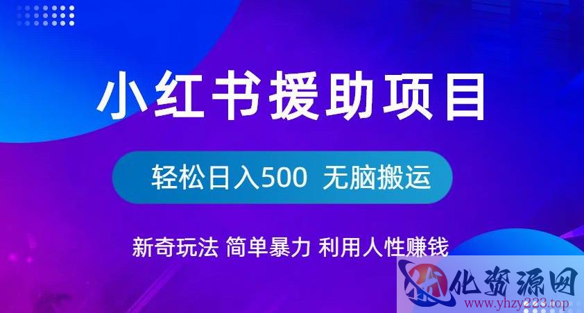 小红书援助项目新奇玩法，简单暴力，无脑搬运轻松日入500【揭秘】