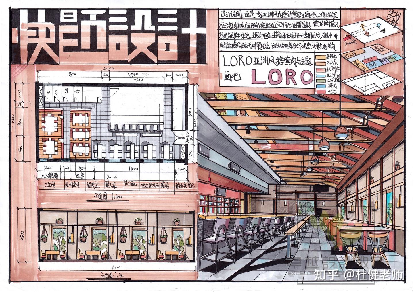 室内考研餐饮空间设计方案——这么画！！ - 知乎