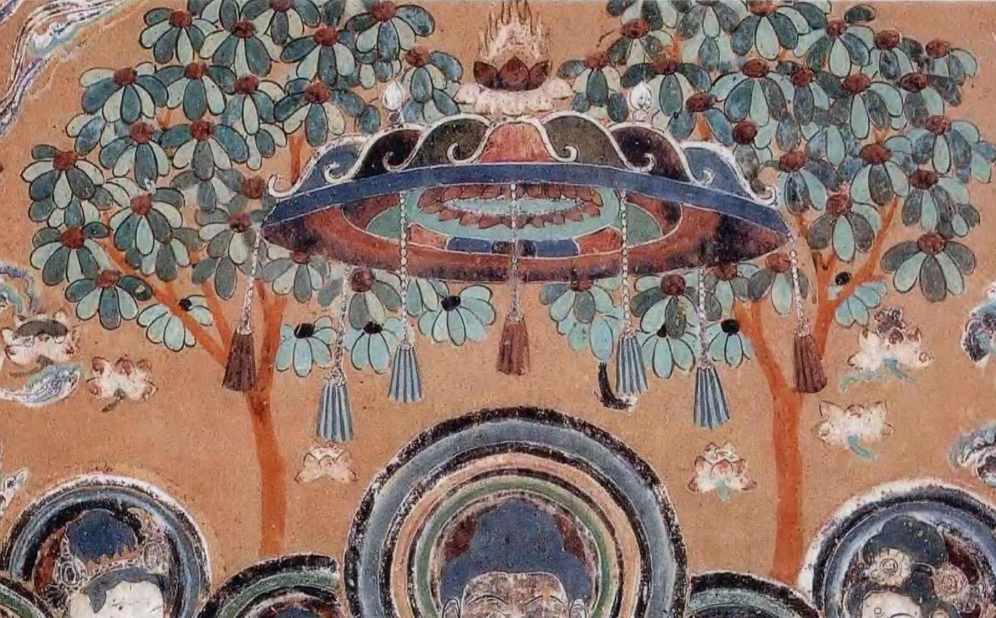 神游千年，大美敦煌】初唐-322窟-西龛彩塑配壁画、飞天热烈