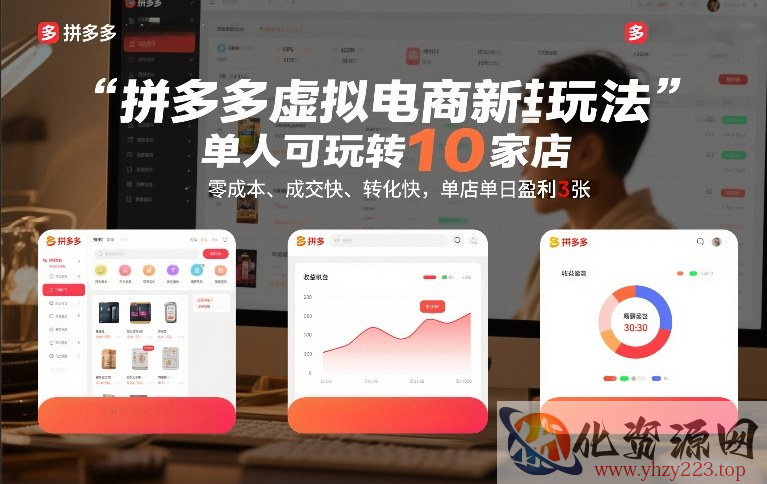拼多多虚拟电商新玩法，单人可玩转10家店，零成本、成交快、转化快，单店单日盈利3张【揭秘】