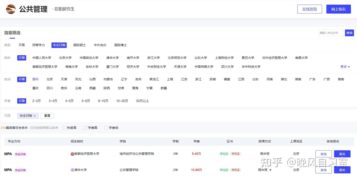 2026年公共管理非全日制研究生招生院校汇总，含学制学费 - 知乎