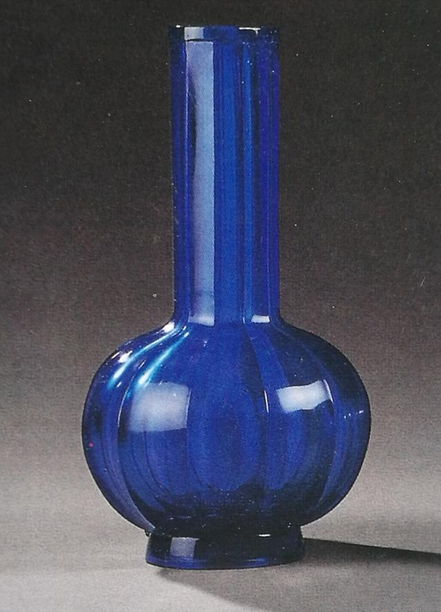 料】 ☆ 料器 藍料小杯 ☆ 清朝期 純藍色料 茶器