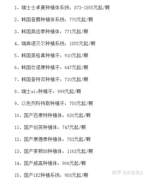 种植牙多少钱一颗2021图片