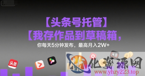 【头条号托管 】我存作品到草稿箱，你每天5分钟发布，最高月入2W+【揭秘】
