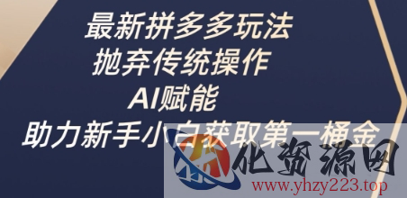 最新拼多多玩法，抛弃传统操作，AI赋能，助力新手小白获取第一桶金
