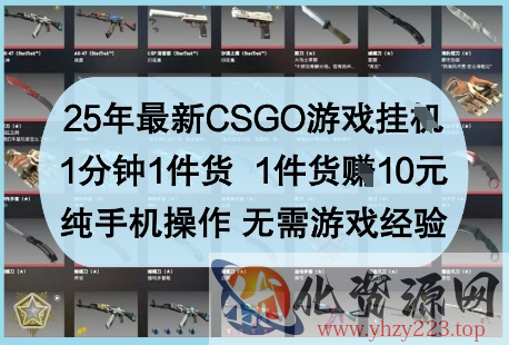 25年最新CSGO游戏挂G，1分钟1件货，1件货挣10元，纯手机操作，无需游戏经验【揭秘】