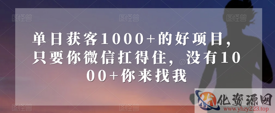 单日获客1000+的好项目，只要你微信扛得住，没有1000+你来找我【揭秘】