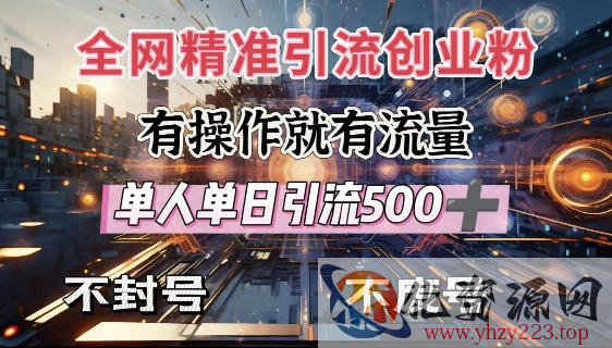 全网独家引流创业粉，有操作就有流量，单人单日引流500+，不封号、不费号
