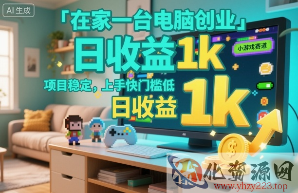 在家一台电脑创业，小游戏赛道，项目稳定，上手快门槛低，日收益1k+【揭秘】