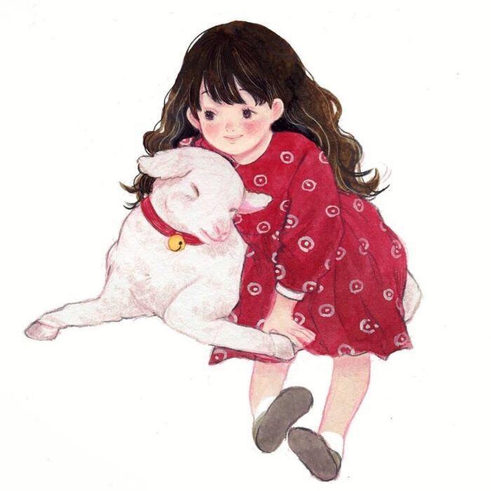小女孩抱着兔子情头图片