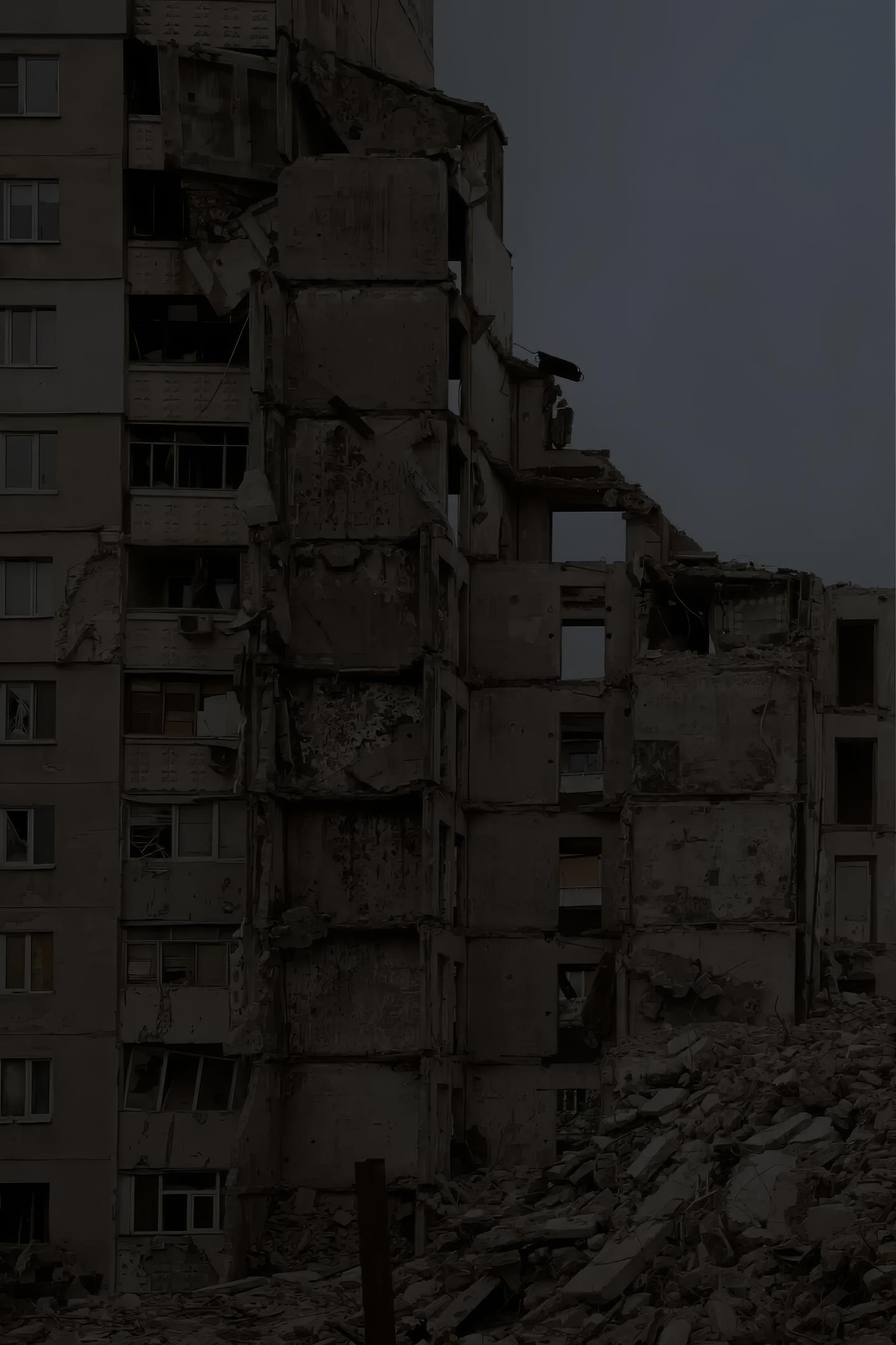 哈尔科夫受灾最严重的萨尔托夫卡小区的房屋被毁