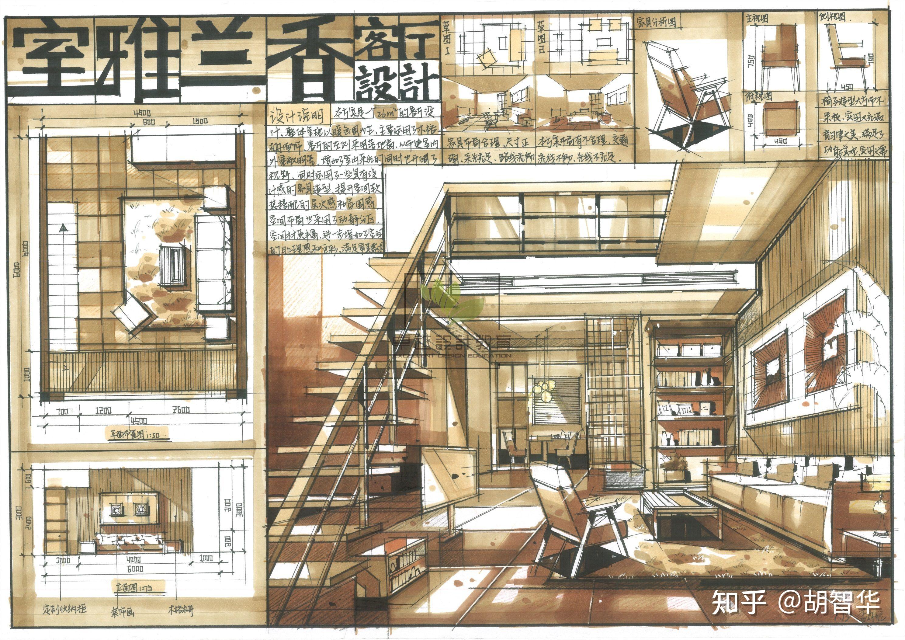 室内考研方案客厅空间设计!! - 知乎
