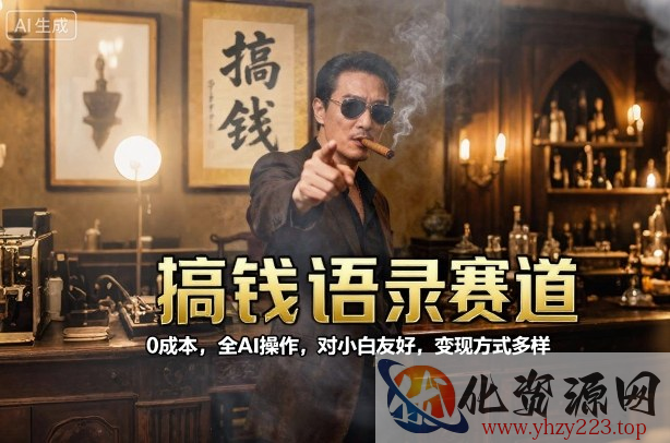 搞钱语录赛道，0成本，全AI操作，对小白友好，变现方式多样