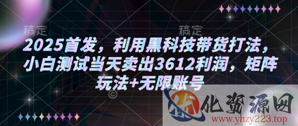 2025首发，利用黑科技带货打法，小白测试当天卖出3612利润，矩阵玩法+无限账号【揭秘】