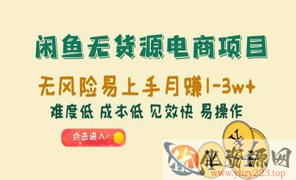 《闲鱼无货源电商项目》无风险易上手月赚10000+难度低 成本低 见效快 易操作_wwz