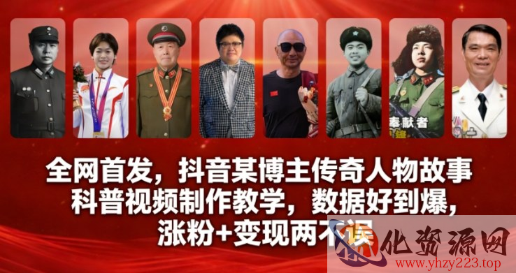 全网首发，抖音某博主传奇人物故事科普视频制作教学，数据好到爆，涨粉+变现两不误