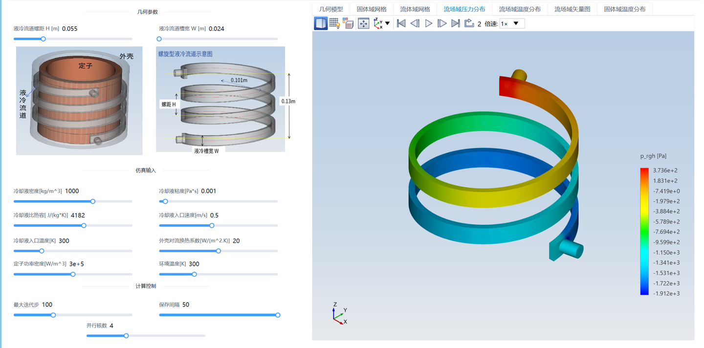 电机螺旋式液冷通道散热仿真APP的图1