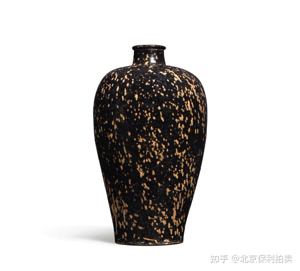 南宋時代　木葉天目大梅瓶 黑釉 吉州窯花瓶 大瓶 唐物　希少貴重(B-73) 南宋時代 木葉天目大梅瓶 黑釉 吉州窯花瓶 大瓶 唐物 希少