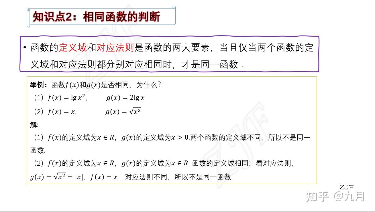 知识点2:相同函数的判断 - 知乎