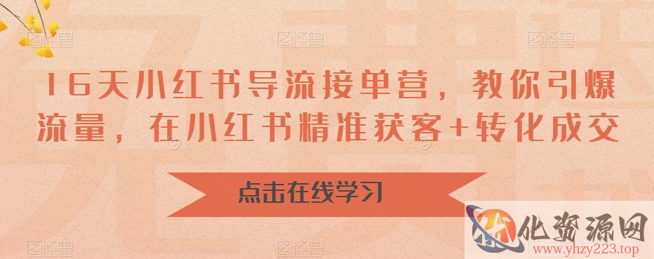 16天小红书导流接单营，教你引爆流量，在小红书精准获客+转化成交