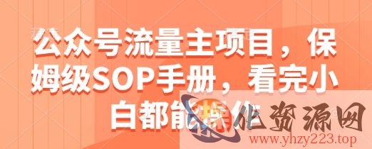 公众号流量主项目，保姆级SOP手册，看完小白都能操作