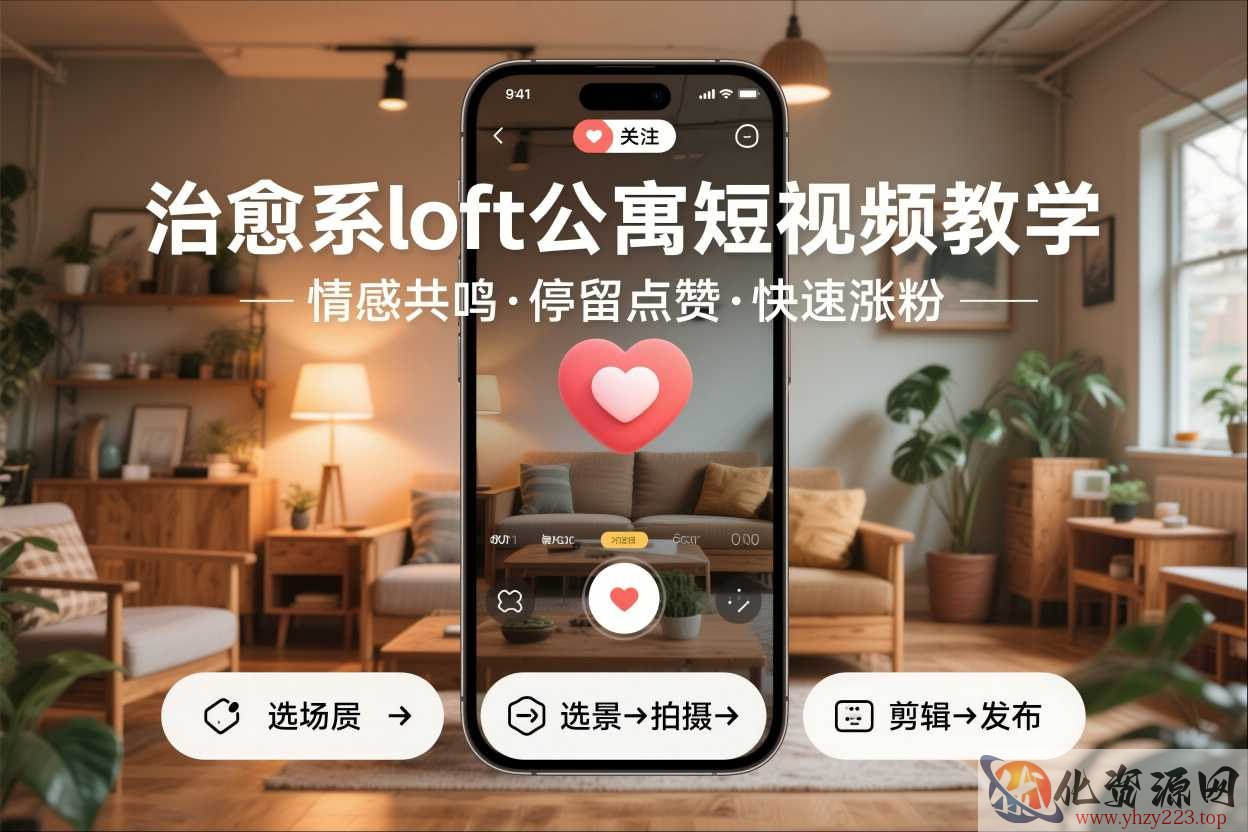 治愈系loft公寓短视频制作教学，情感共鸣引停留点赞关注，快速起号涨粉