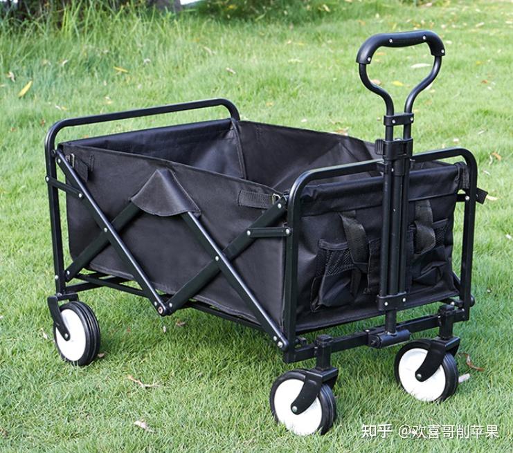 200L 折叠式牛津布露营储物手推车（黑色） BLACKDOG 戶外露營黑化折疊推車(品牌直送) - SearchingC