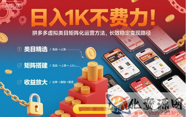 日入1K不费力！拼多多虚拟类目矩阵化运营方法，长效稳定变现路径