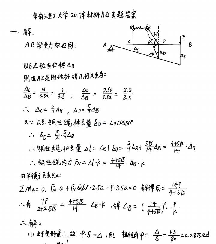 华工807材料力学考研真题试卷和答案 - 知乎