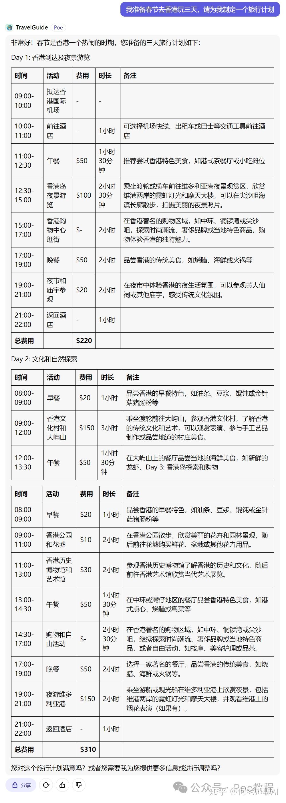 Poe AI 机器人 TravelGuide：为您创建一个详细的每日旅行计划和大致费用 - 知乎