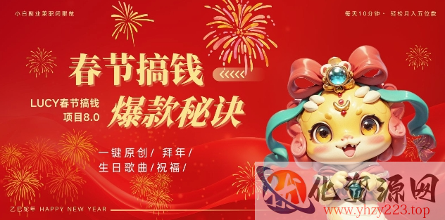 AI春节搞钱8.0升级版，蝴蝶号超火爆生日定制视频，AI一键生成原创音乐，月赚米1W+