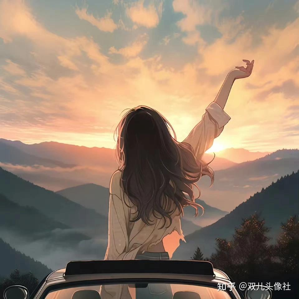 动漫女头,氛围感背影女头