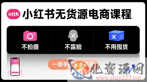 小红书无货源电商课程，不拍摄不露脸不用囤货，一部手机即可开店