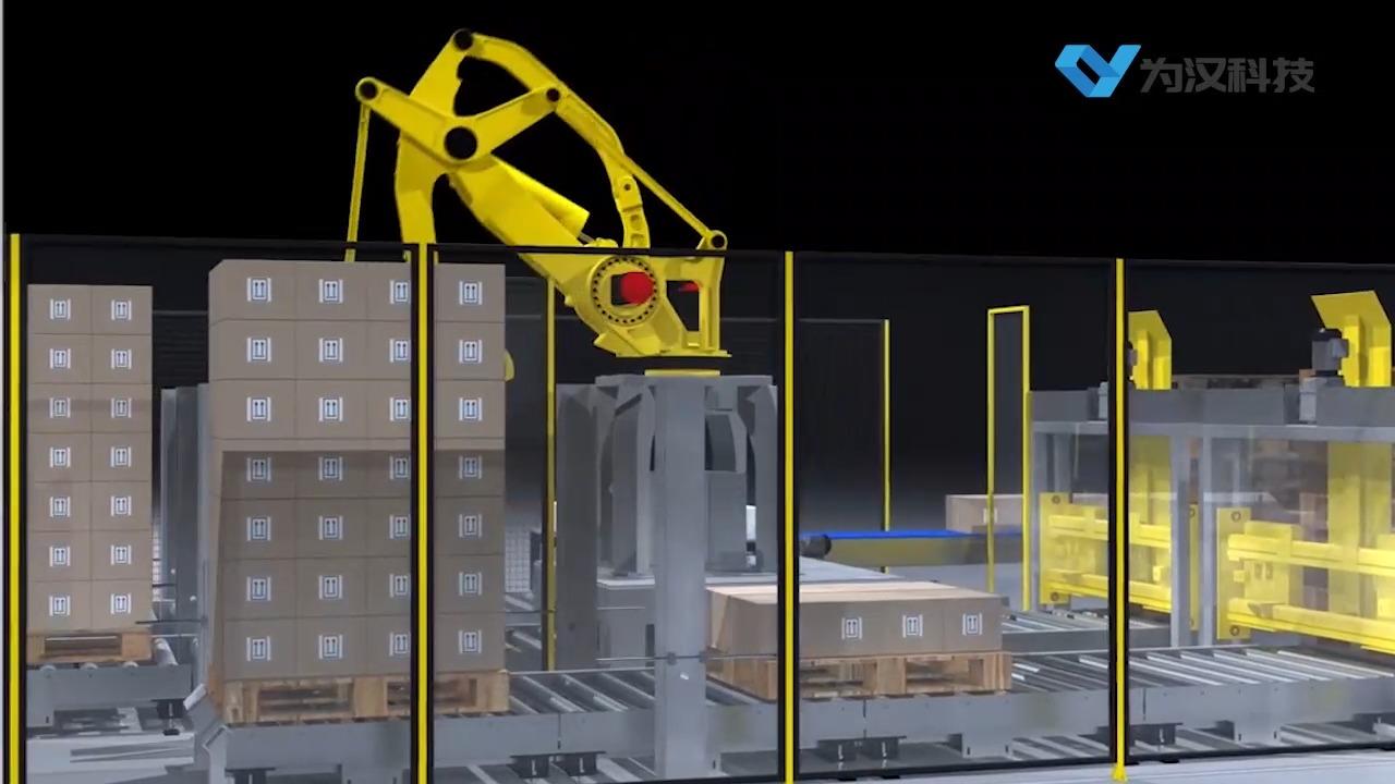 工业机器人码垛三维动画演示一起来看看