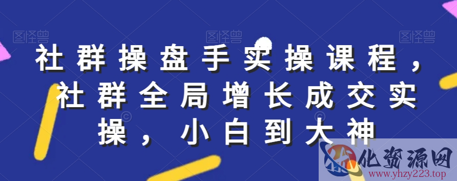 社群实操课程，社群全局增长成交实操，小白到大神