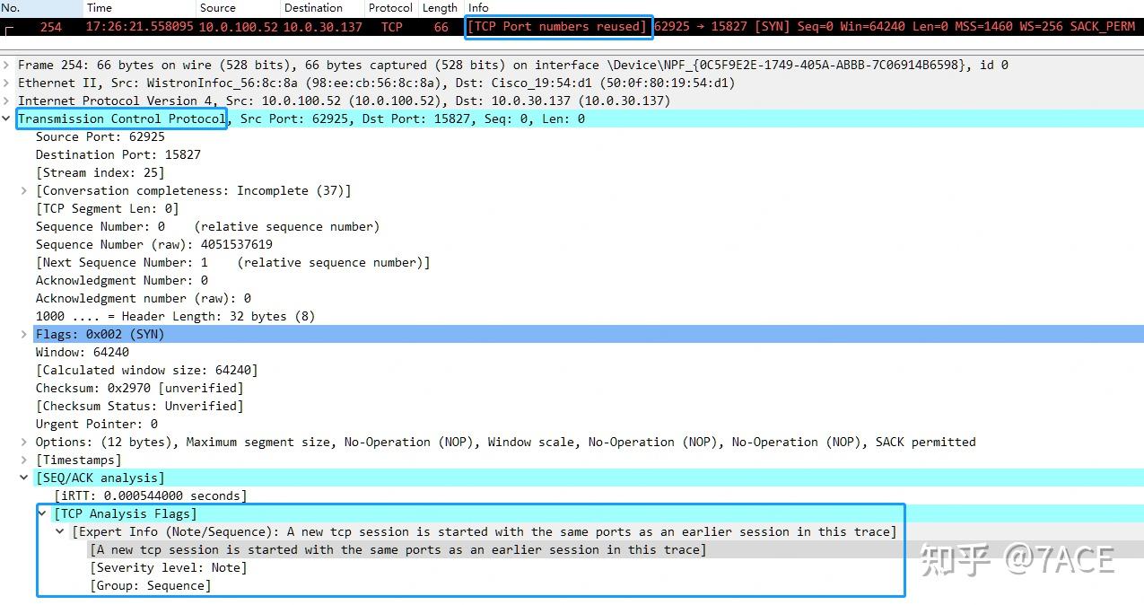 Tcp analysis flags tcp port numbers reused 