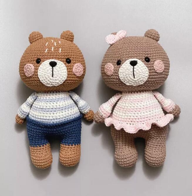 钩针图解好事成双萌熊成对可爱的班迪熊今年冬天为你暖床