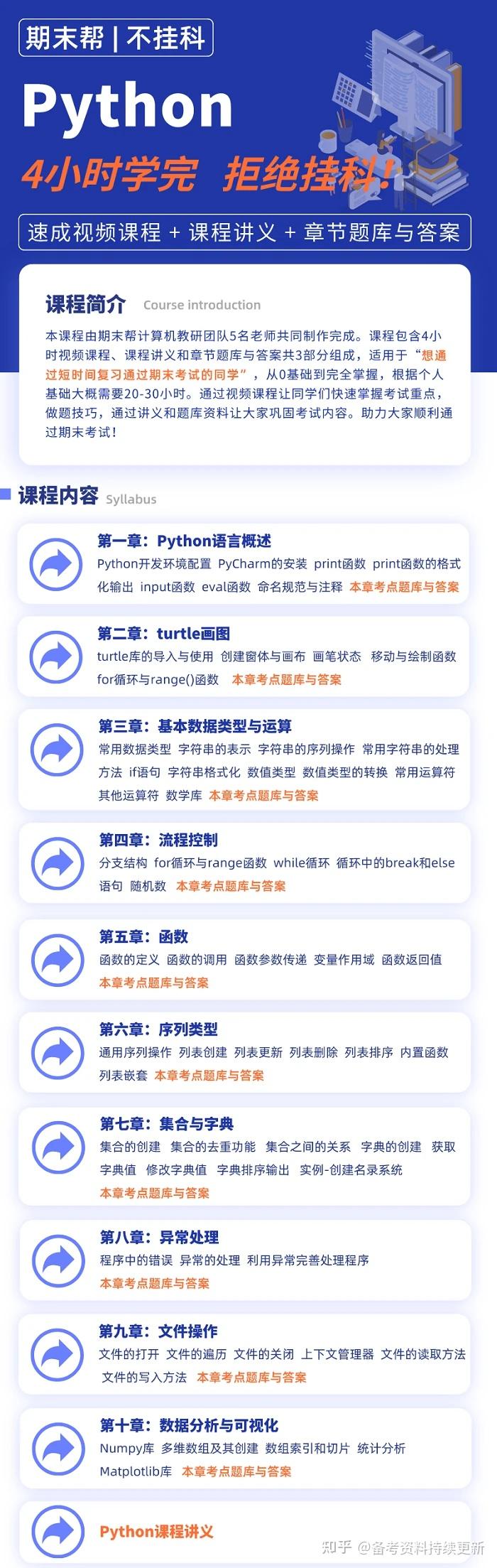 【不挂科】Python网课视频(4小时学完)期末速成课 - 知乎